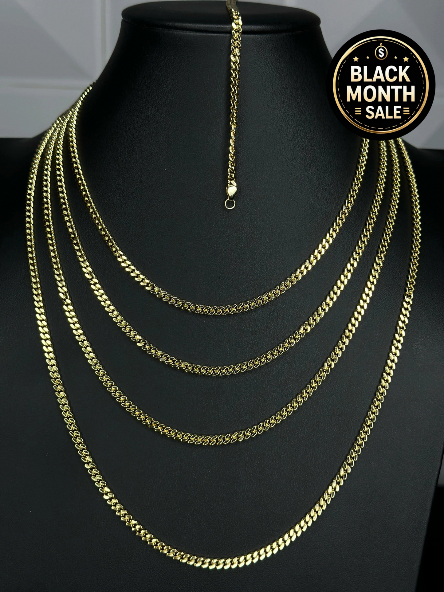 Gold Cuban Chain and Bracelet Set 4mm