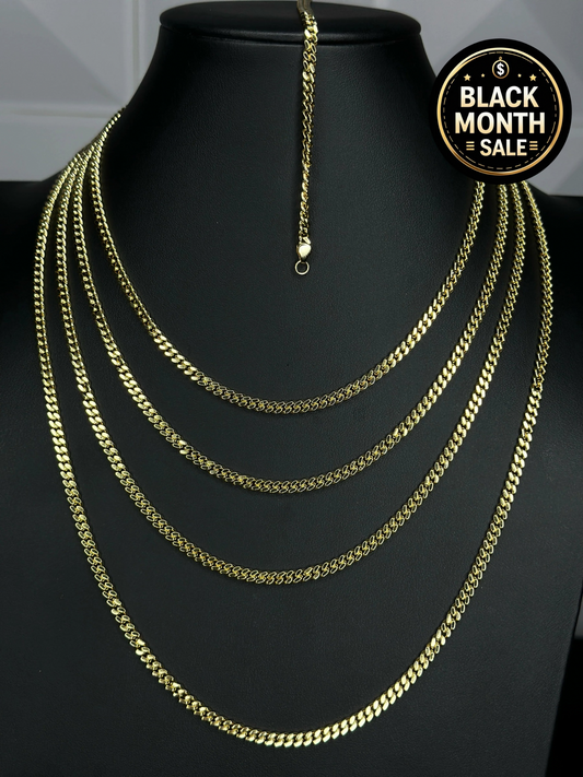 Set de Cadena y Pulsera Cubana Dorada 4mm