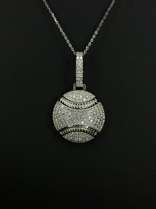 Silver VVS1 Moissanite Ball Pendant + Chain