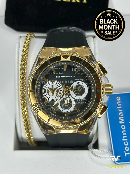 TechnoMarine Cruise California 46mm Gold With Black Strap (Men)