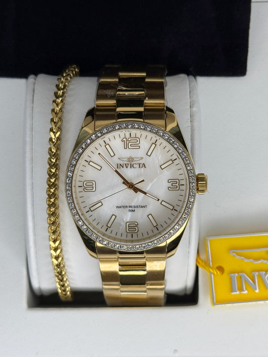 Invicta Specialty Unisex Watch Mother Of Pearl Dial 38mm Dorado (Mujer)