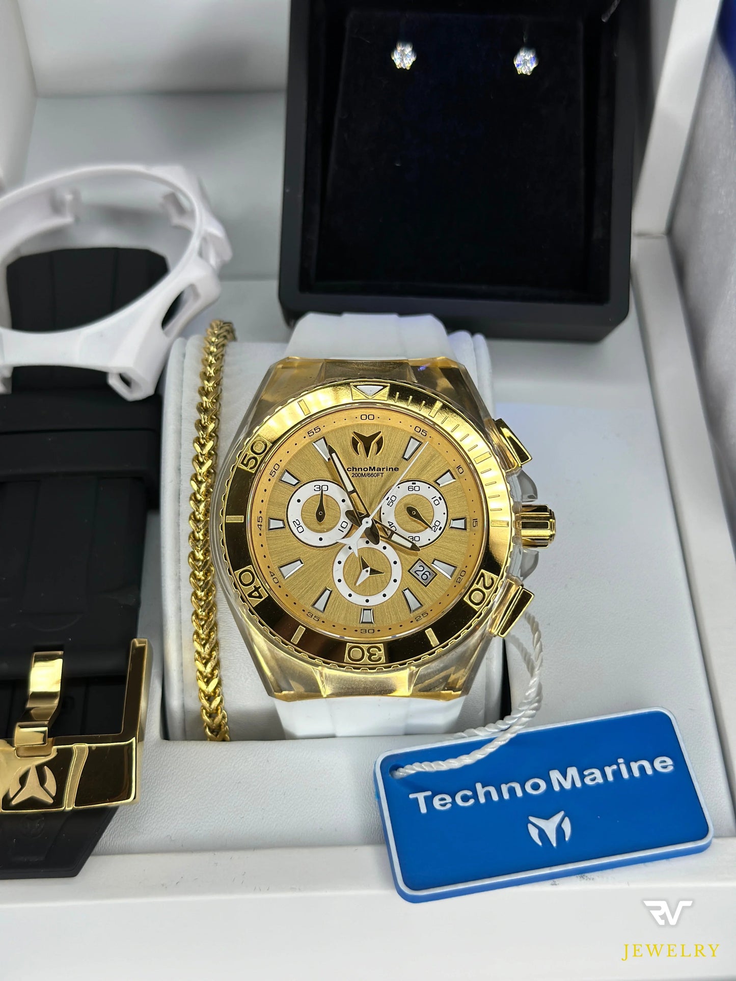 TechnoMarine Cruise Star Gold & Gold Suizo 46mm (Hombre) + Pantallas VVS1 Moissanite