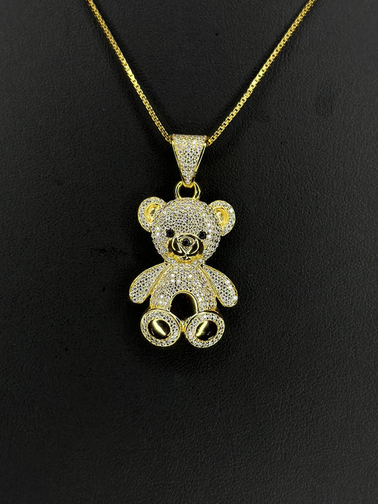 Pendant de Oso Con Piedras VVS1 Moissanite + Cadena