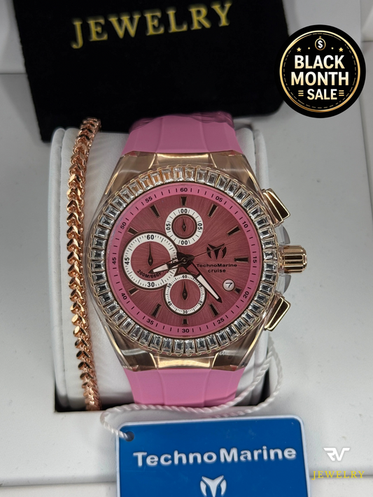TechnoMarine Cruise Glitz Rose Gold Pink Dial 45mm (Unisex)