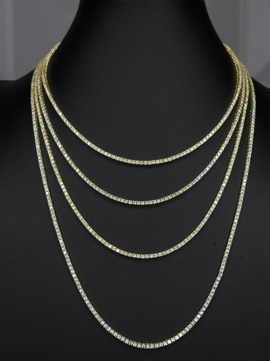 Gold Tennis Chain VVS1 Moissanite 2mm