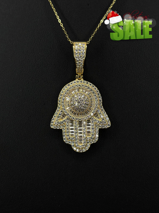 Hamsa Pendant VVS1 Moissanite + Chain