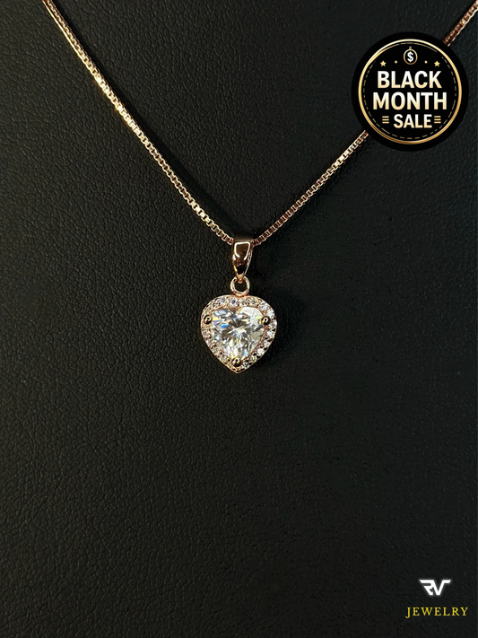 VVS1 Moissanite Rose Gold Heart Chain