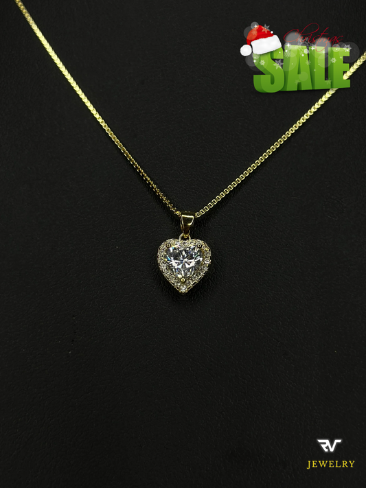 Cadena De Corazón VVS1 Moissanite Dorada