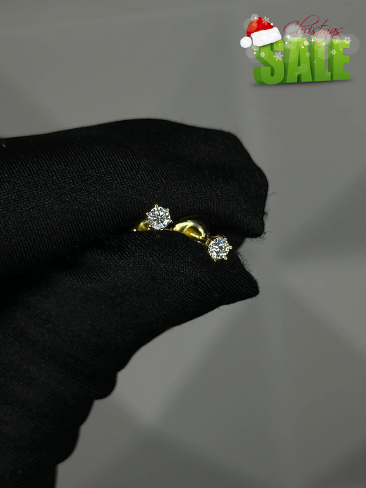 Pantalla De Diamante 6 Prong 3mm Set VVS1 Moissanite Dorada