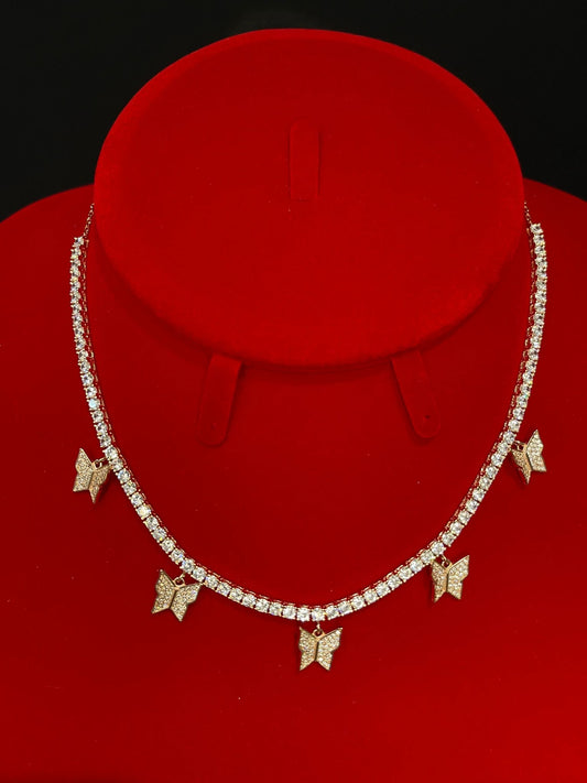 Gold Tennis Chain With Butterflies