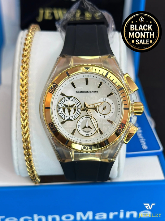 TechnoMarine Cruise California Gold With Black Strap 40mm (Mujer)