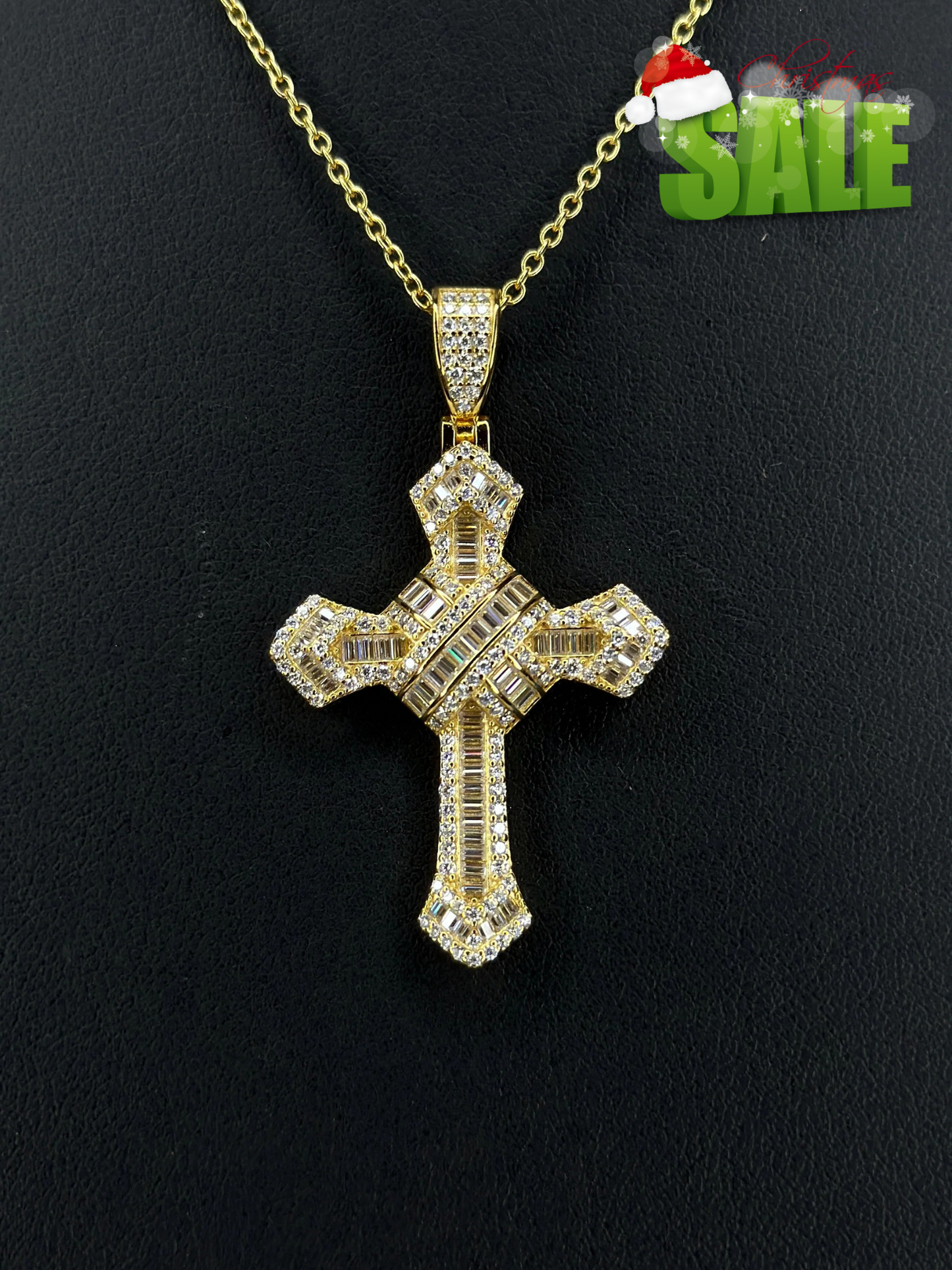 Pendant de Cruz Con Piedras VVS1 Moissanite + Cadena