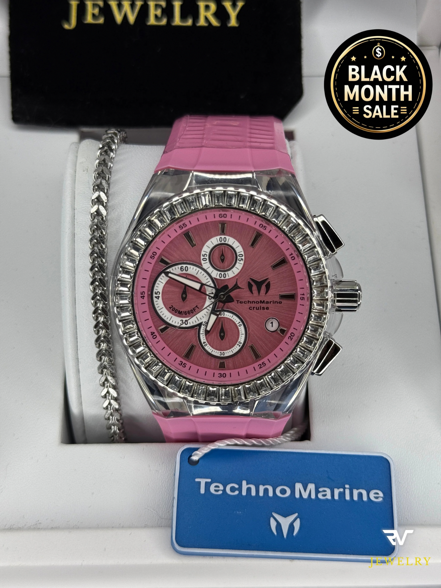 TechnoMarine Cruise Glitz Silver Pink Dial 45mm (Unisex)