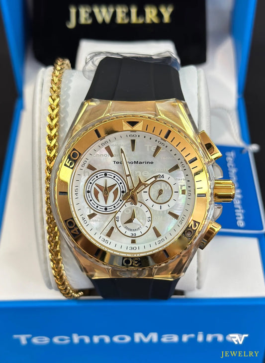 TechnoMarine Cruise California Gold With Black Strap 46mm (Men)