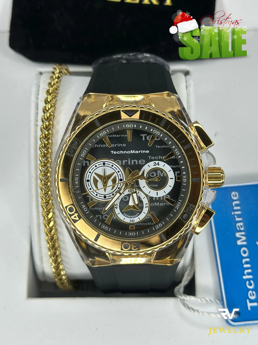 TechnoMarine Cruise California 46mm Gold With Black Strap (Hombre)