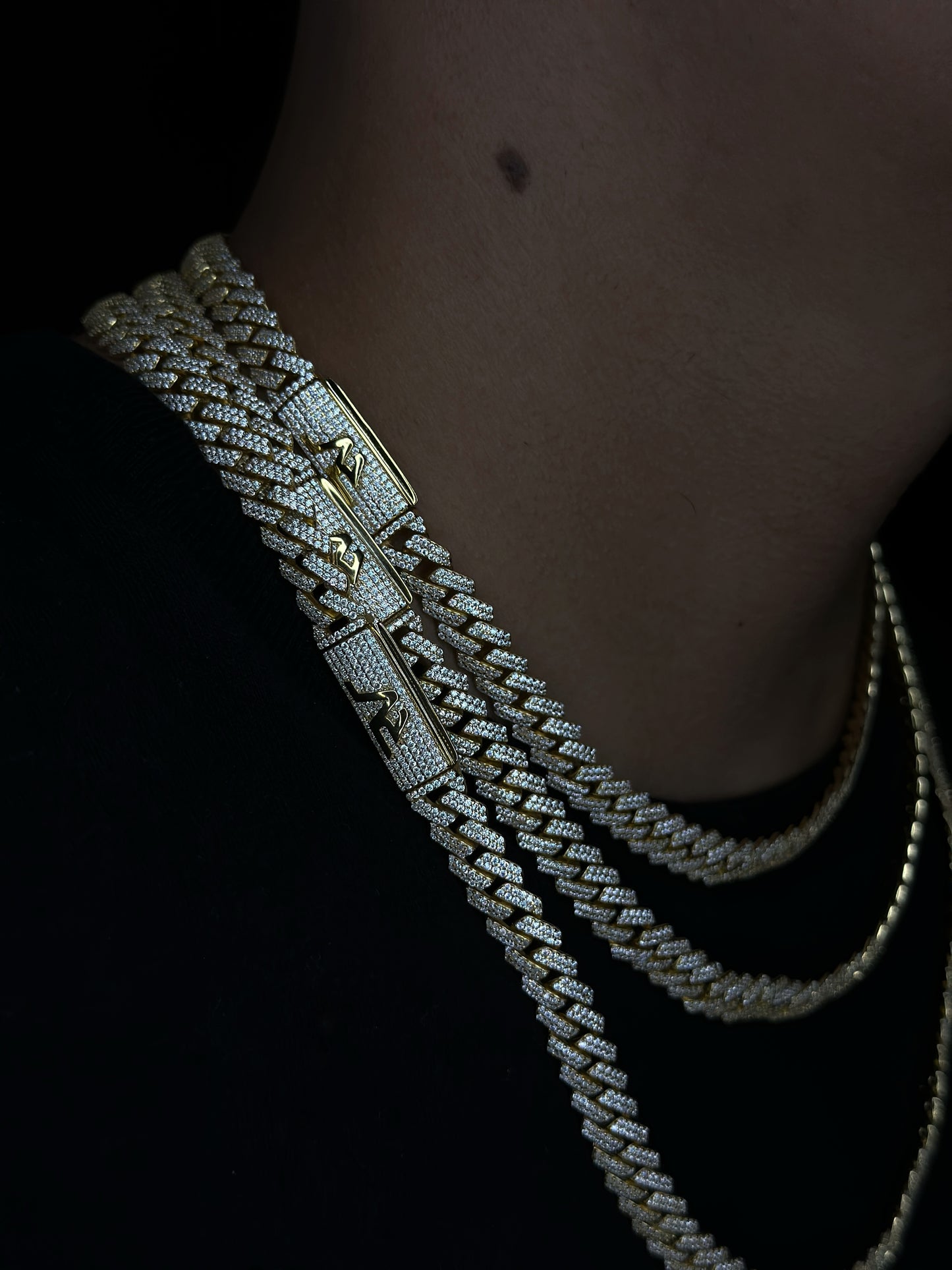 8mm Gold Square Cuban Chain and Bracelet Set