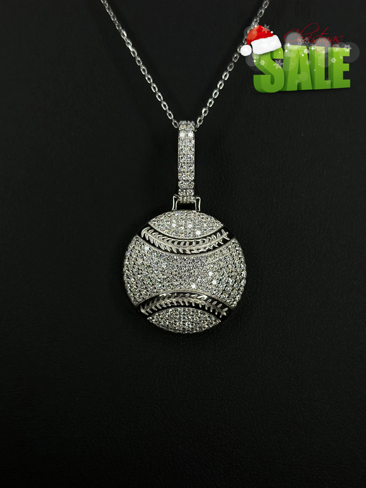 Pendant de Pelota Plateado VVS1 Moissanite + Cadena