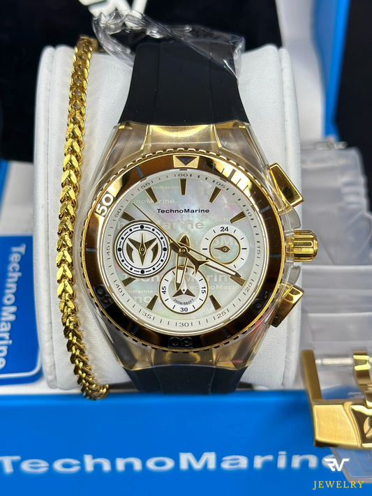 TechnoMarine Cruise California Gold With Black Strap 40mm (Women)