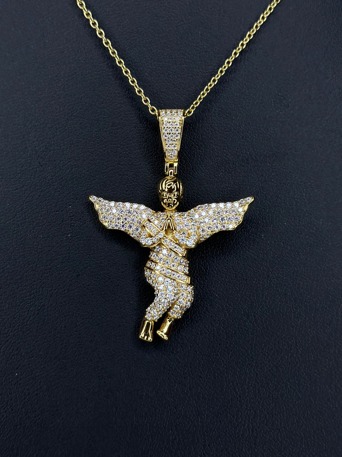 Angel Pendant with VVS1 Moissanite Stones + Chain