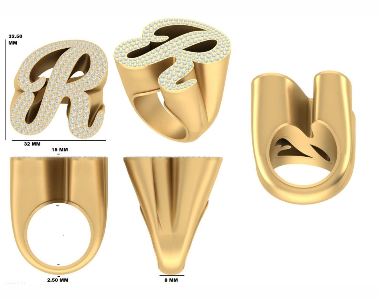 Sortija Con Letra Cursiva VVS1 Moissanite
