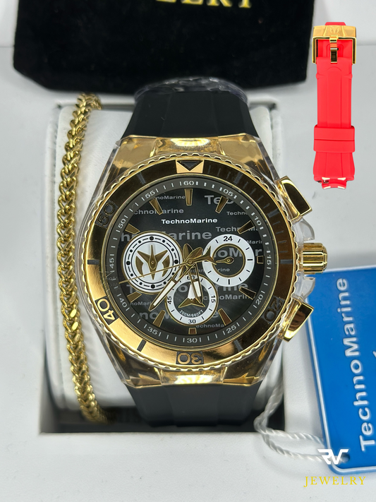 TechnoMarine Cruise California 46mm Gold With Black Strap (Men)