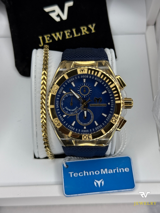 TechnoMarine Cruise Blue Ray Gold 45mm (Men)