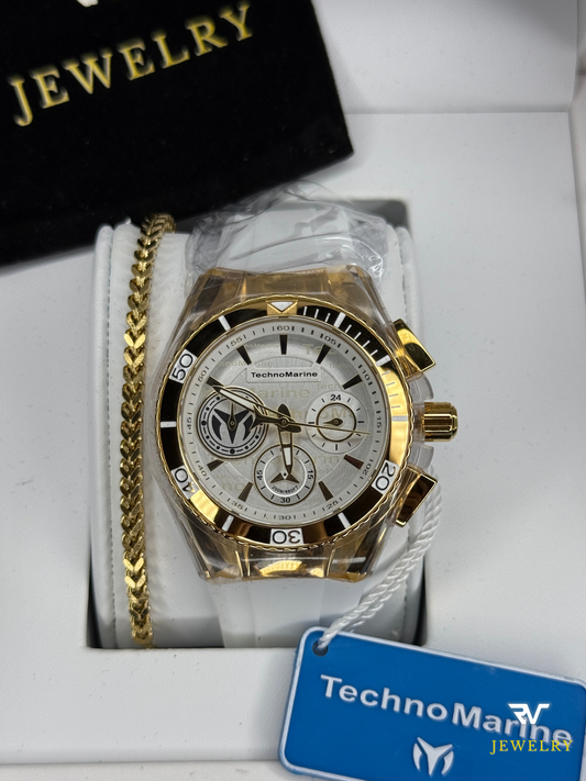 TechnoMarine Cruise California Gold With White Strap 40mm (Women)