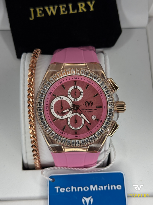 TechnoMarine Cruise Glitz Rose Gold Pink Dial 45mm (Unisex)