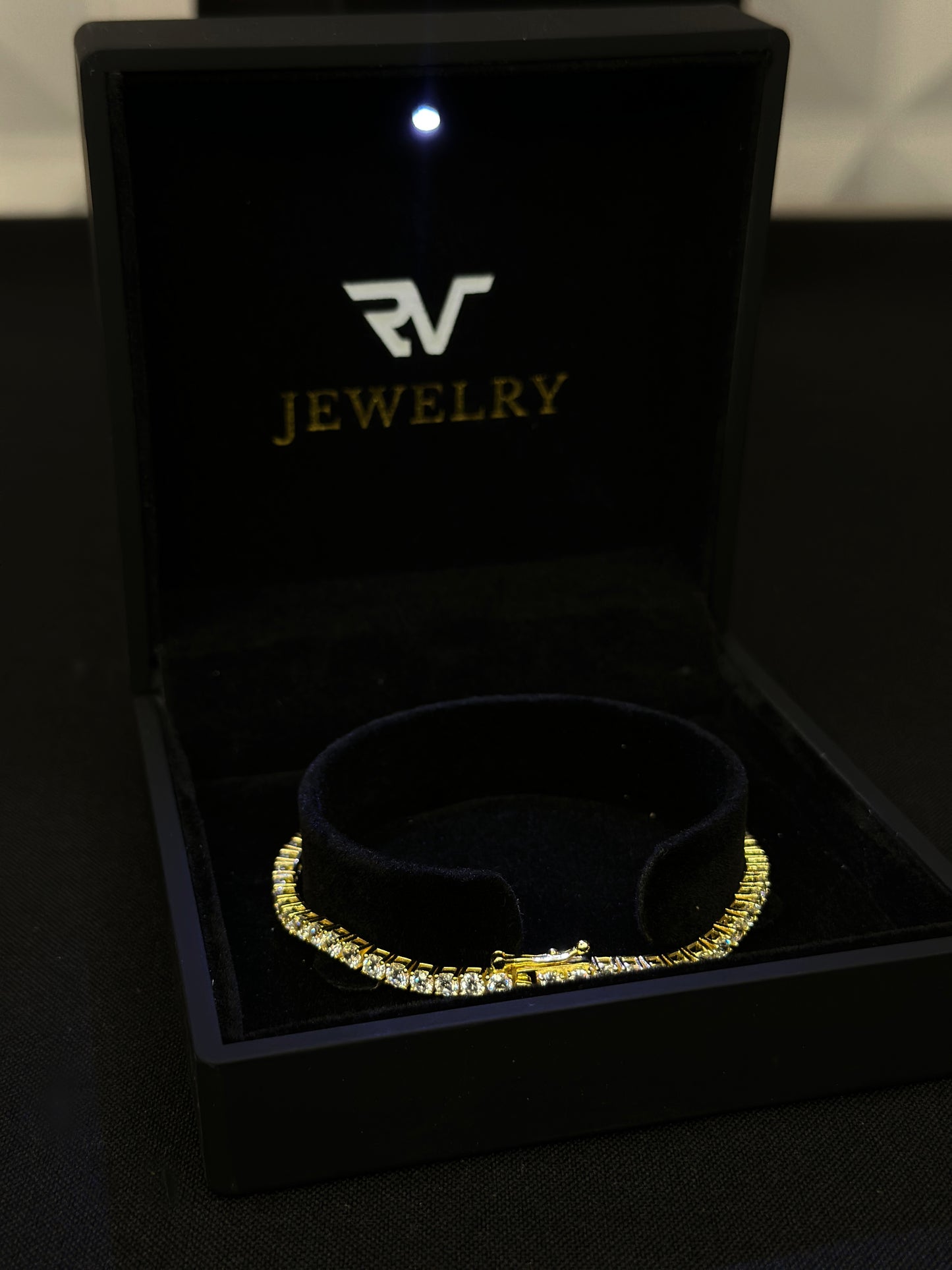 Gold Tennis Bracelet VVS1 Moissanite 3mm