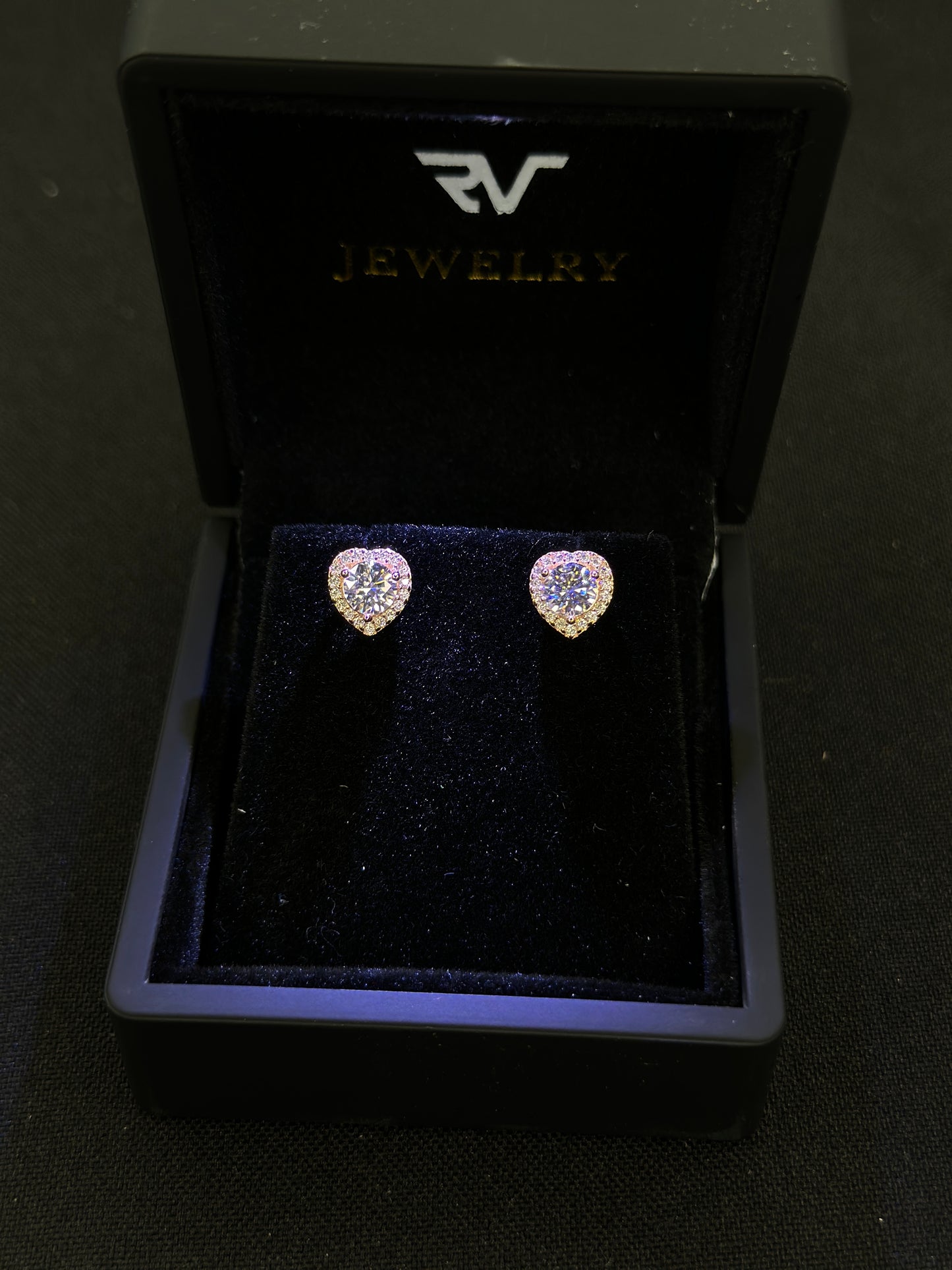 Heart Display 2 VVS1 Moissanite Rose Gold