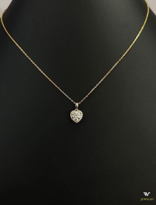VVS1 Moissanite Gold Heart Chain