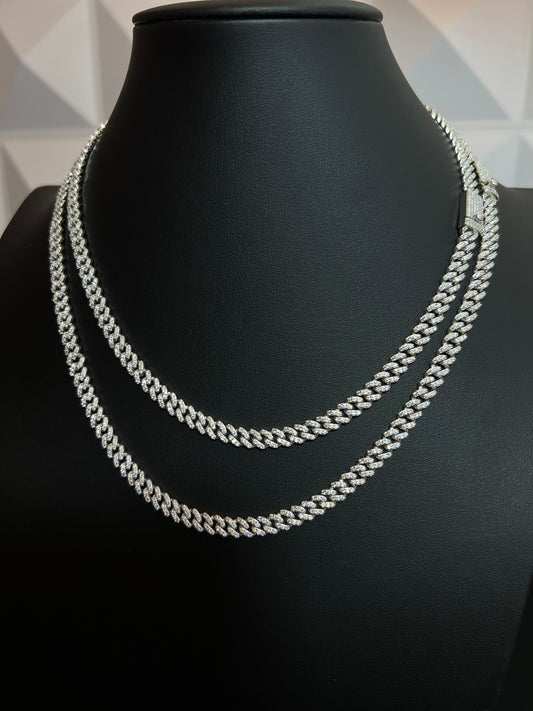 Silver Cuban Chain VVS1 Moissanite 5mm