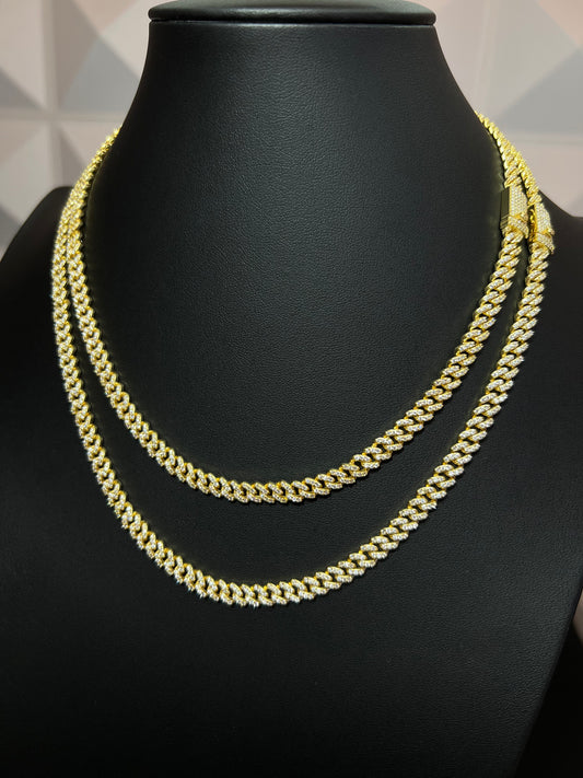 Gold Cuban Chain VVS1 Moissanite 5mm