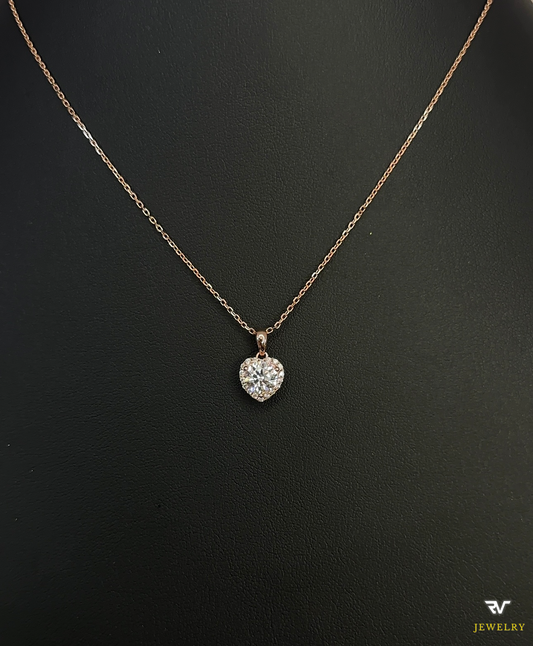 Rose Gold VVS1 Moissanite Heart Chain