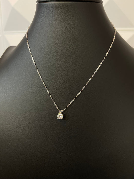 Silver Chain With VVS1 Moissanite Pendant