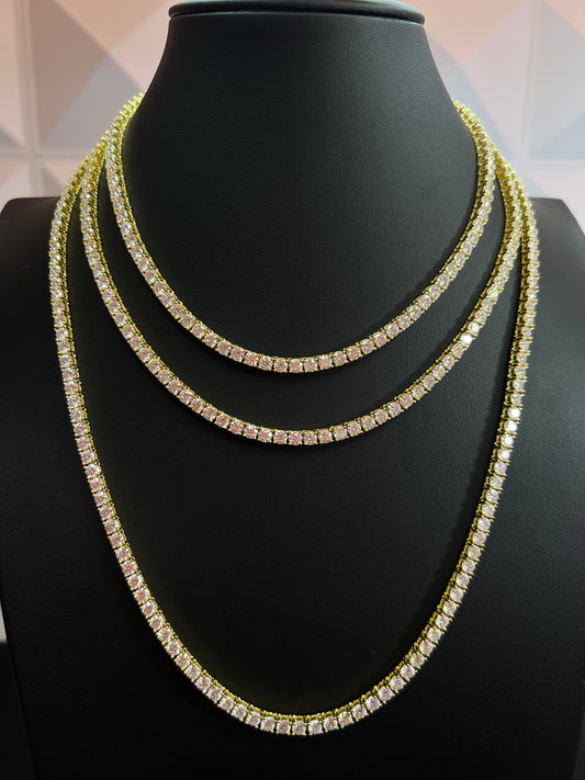 Gold Tennis Chain VVS1 Moissanite 4mm
