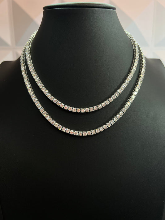 Silver Tennis Chain VVS1 Moissanite 4mm