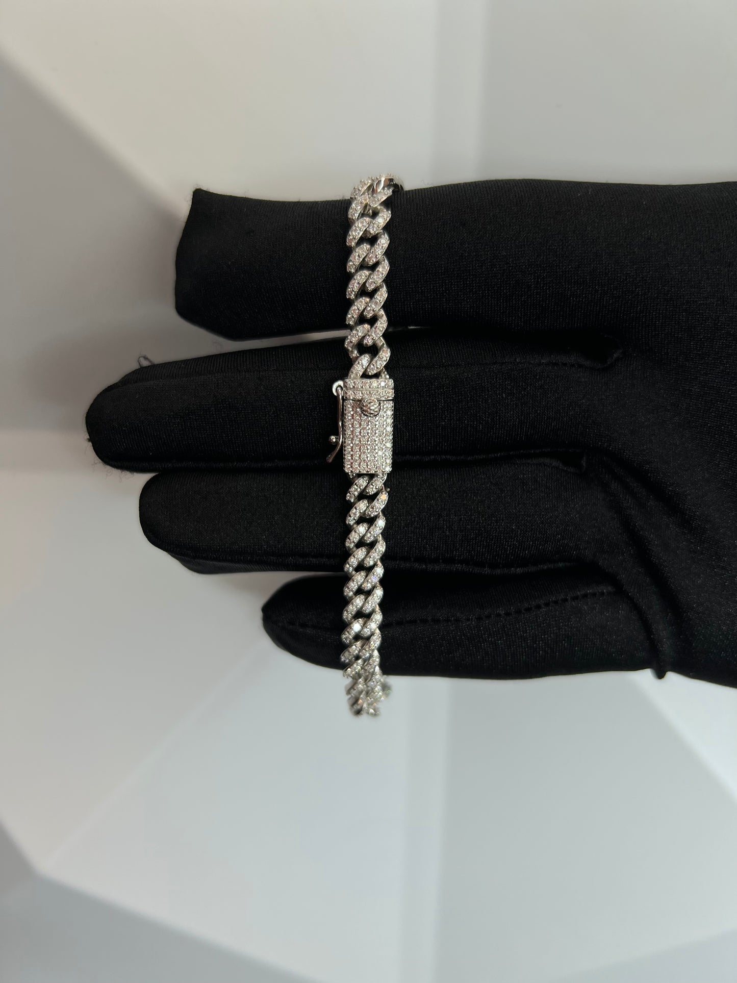 Pulsera Cubana Plateada VVS1 Moissanite 5mm