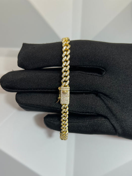 Gold Cuban Bracelet VVS1 Moissanite 5mm