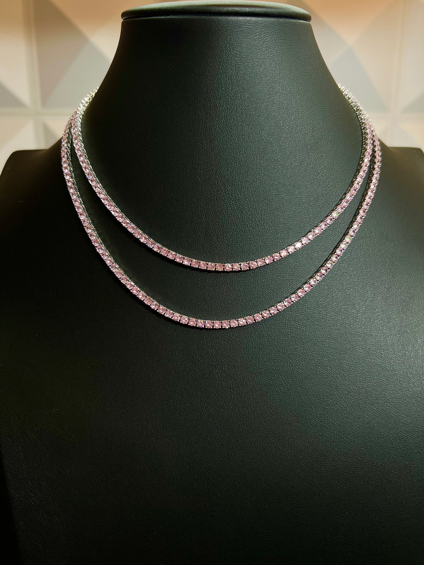 Tennis Chain Pink Silver 3mm