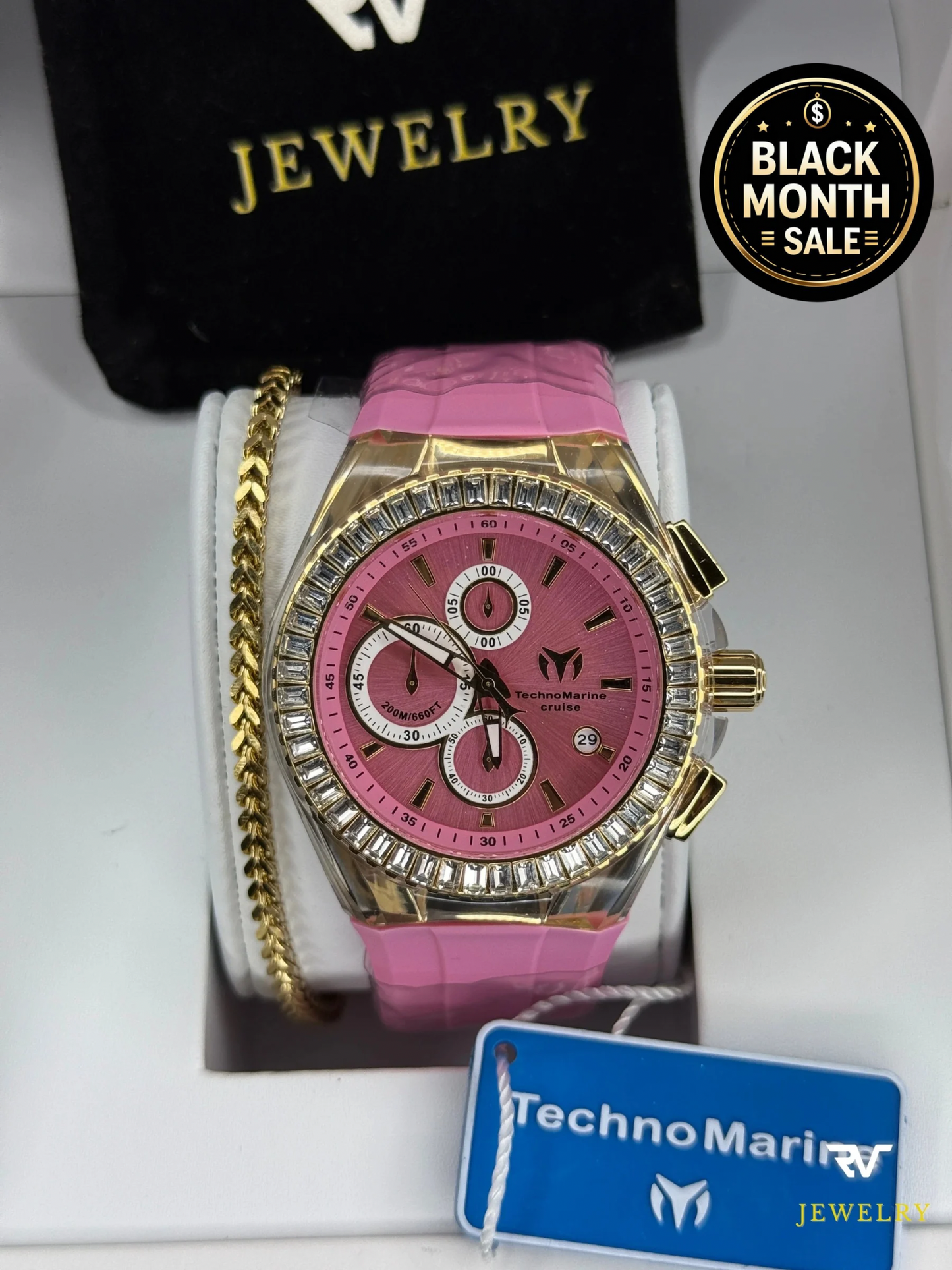 TechnoMarine Cruise Glitz Gold Pink Dial 45mm (Unisex)