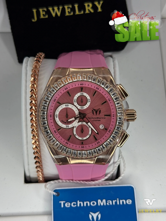 TechnoMarine Cruise Glitz Rose Gold Pink Dial 45mm (Unisex)