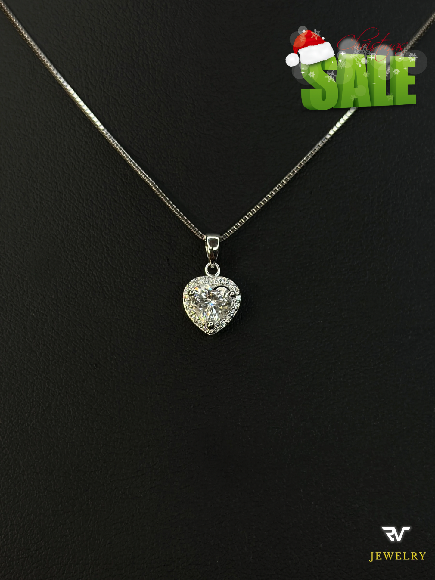 Silver VVS1 Moissanite Heart Chain