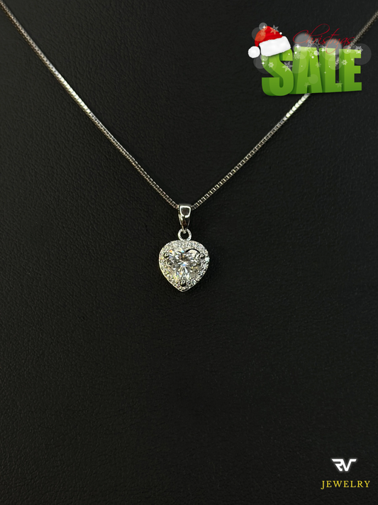 Cadena De Corazón VVS1 Moissanite Plateada
