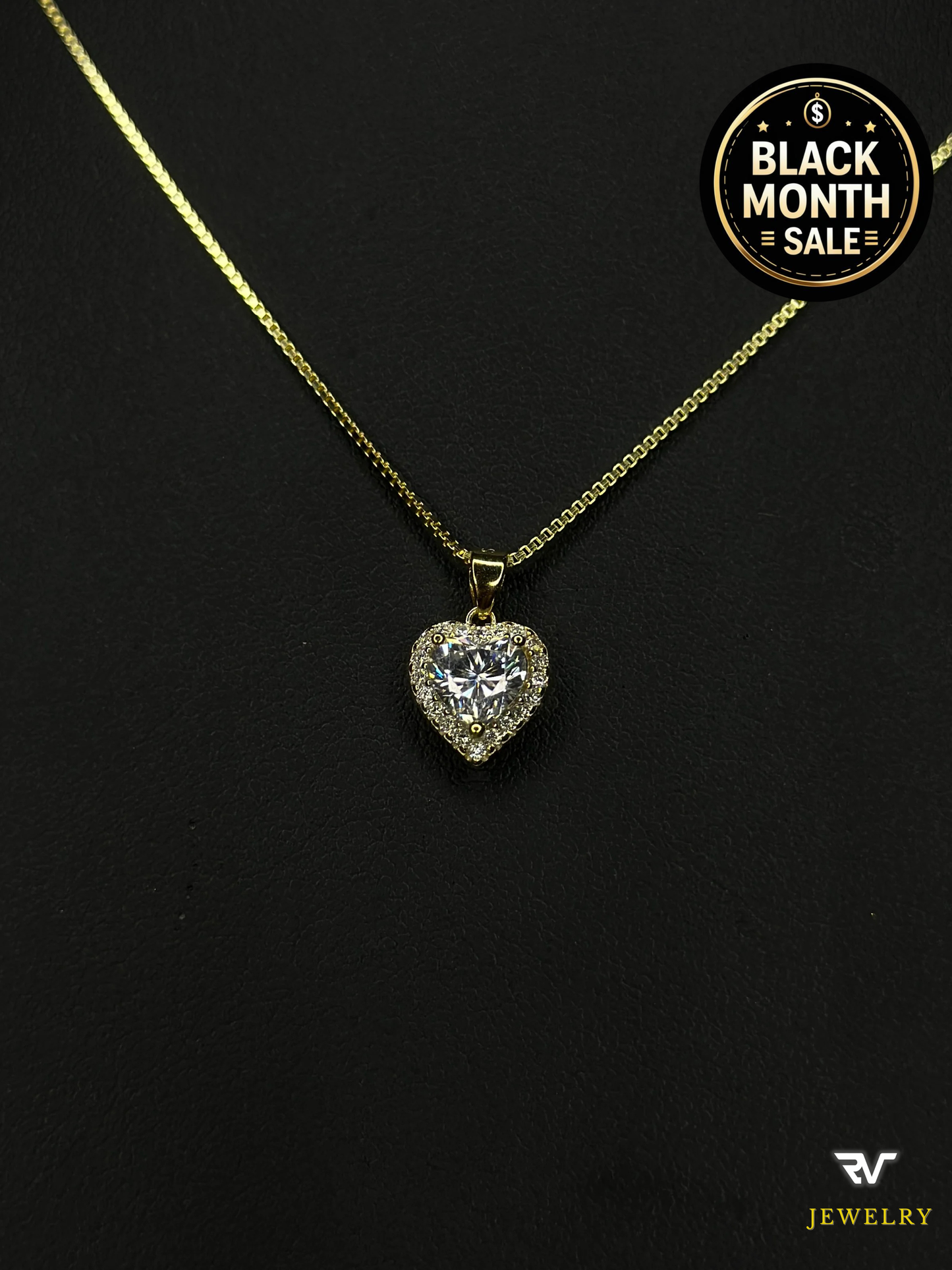 Gold VVS1 Moissanite Heart Chain