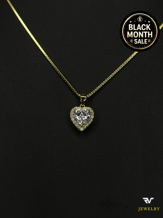 Cadena De Corazón VVS1 Moissanite Dorada