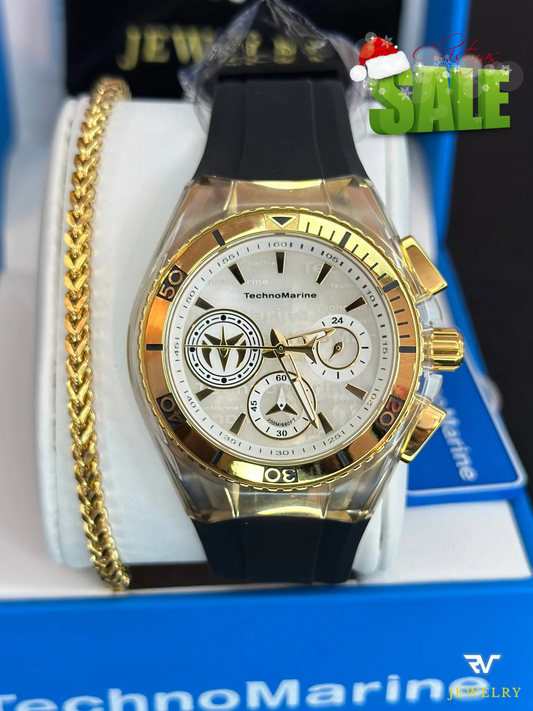 TechnoMarine Cruise California Gold With Black Strap 40mm (Mujer)