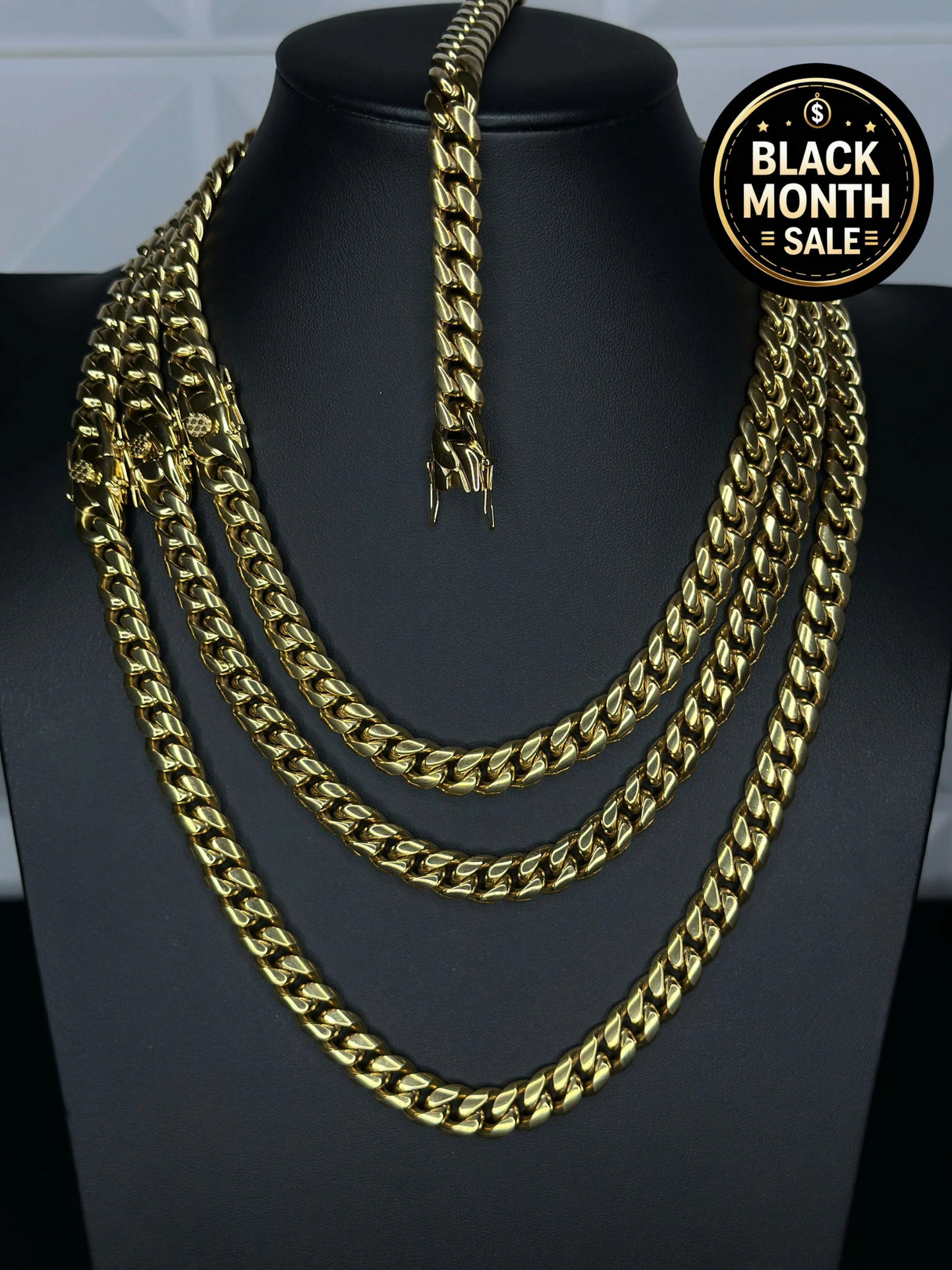Gold Cuban Chain and Bracelet Set 10mm