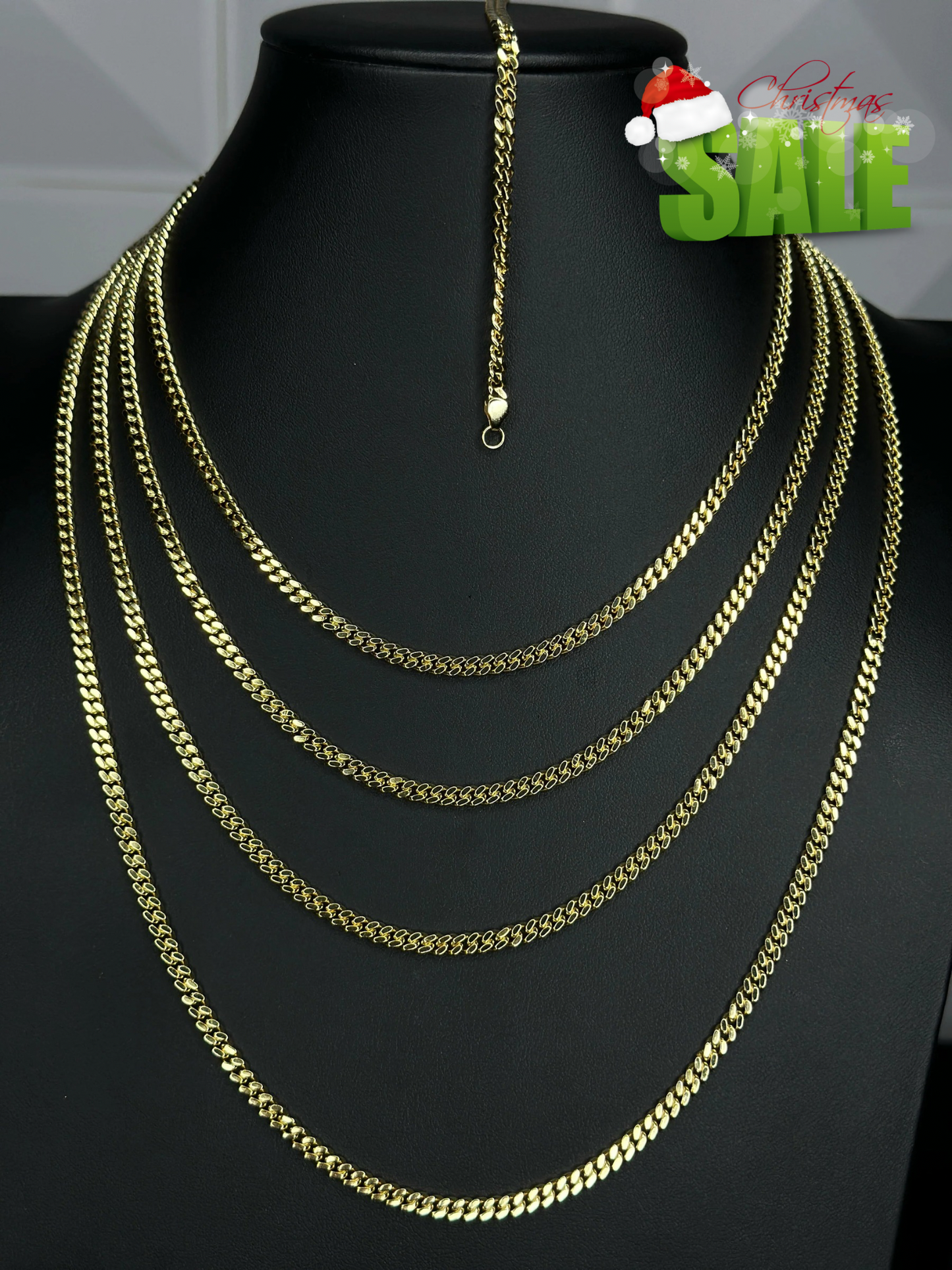 Set de Cadena y Pulsera Cubana Dorada 4mm