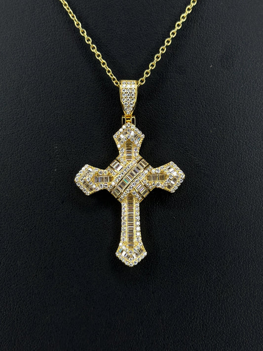 Pendant de Cruz Con Piedras VVS1 Moissanite + Cadena